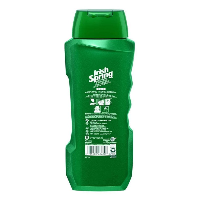 Irish Spring 5-in-1 Shampoo and Body Wash - Multi-Use Formula, 18 oz | Pack of 4