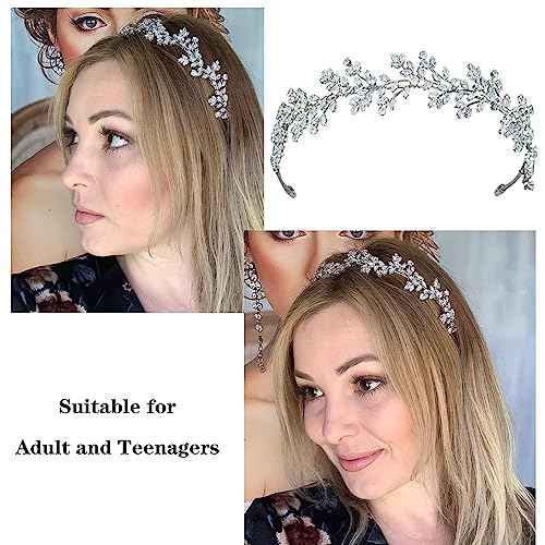 Jorsnovs Fashion Bridal Headpieces for Wedding Bride Hair Accessories Cubic Zirconia Headbands for Women CZ Birthday Gifts