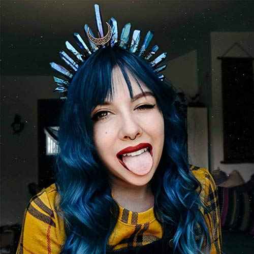 Raw Crystal Quartz Crown Headband - HAIMEIKANG Handmade Tiara Natural Stone Headband for Woman Wedding and Parties (Black2)