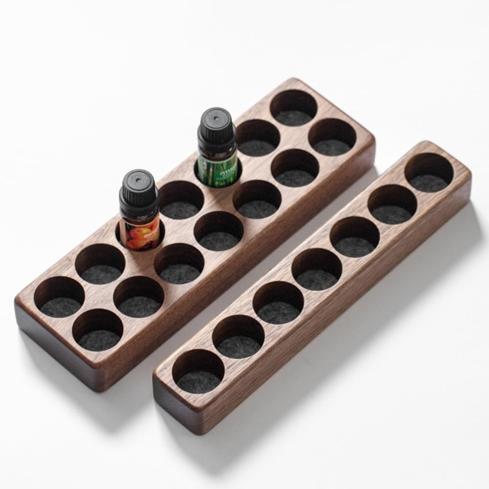 Wooden 7 Slots Wood Essential Oil, Organizer Nail Polish Shelf