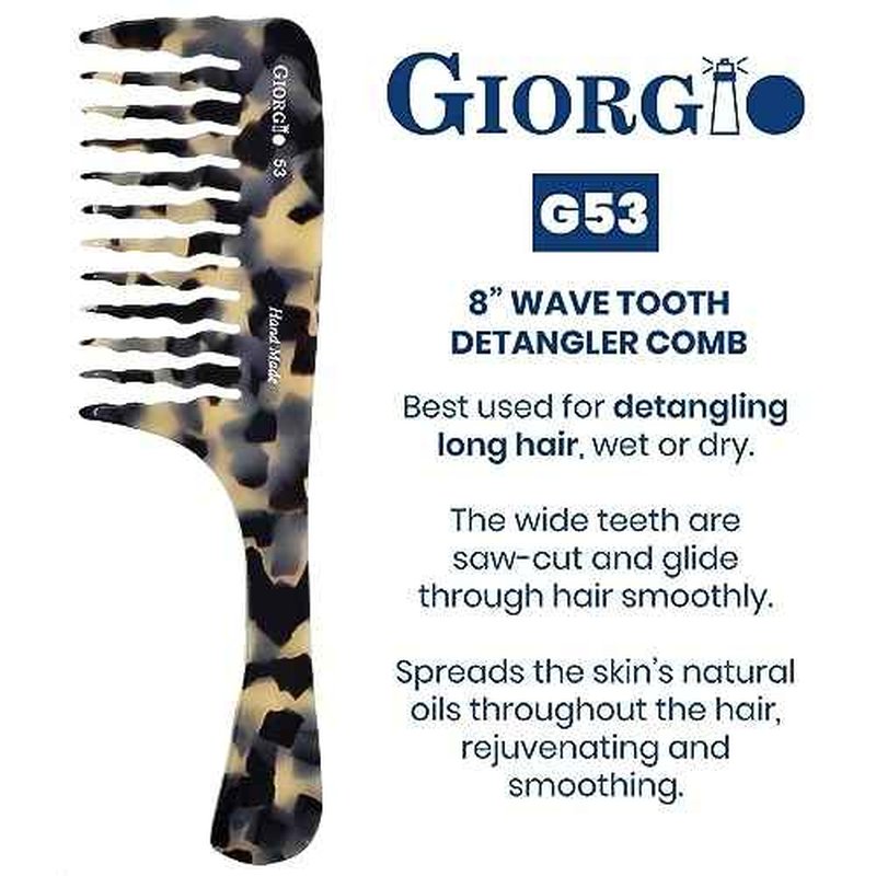 Giorgio G53 Wide Tooth Comb for Curly and Thick Hair - Large Rake Detangler Comb for Wet or Dry Hair, Handmade and Hand Polished (8)