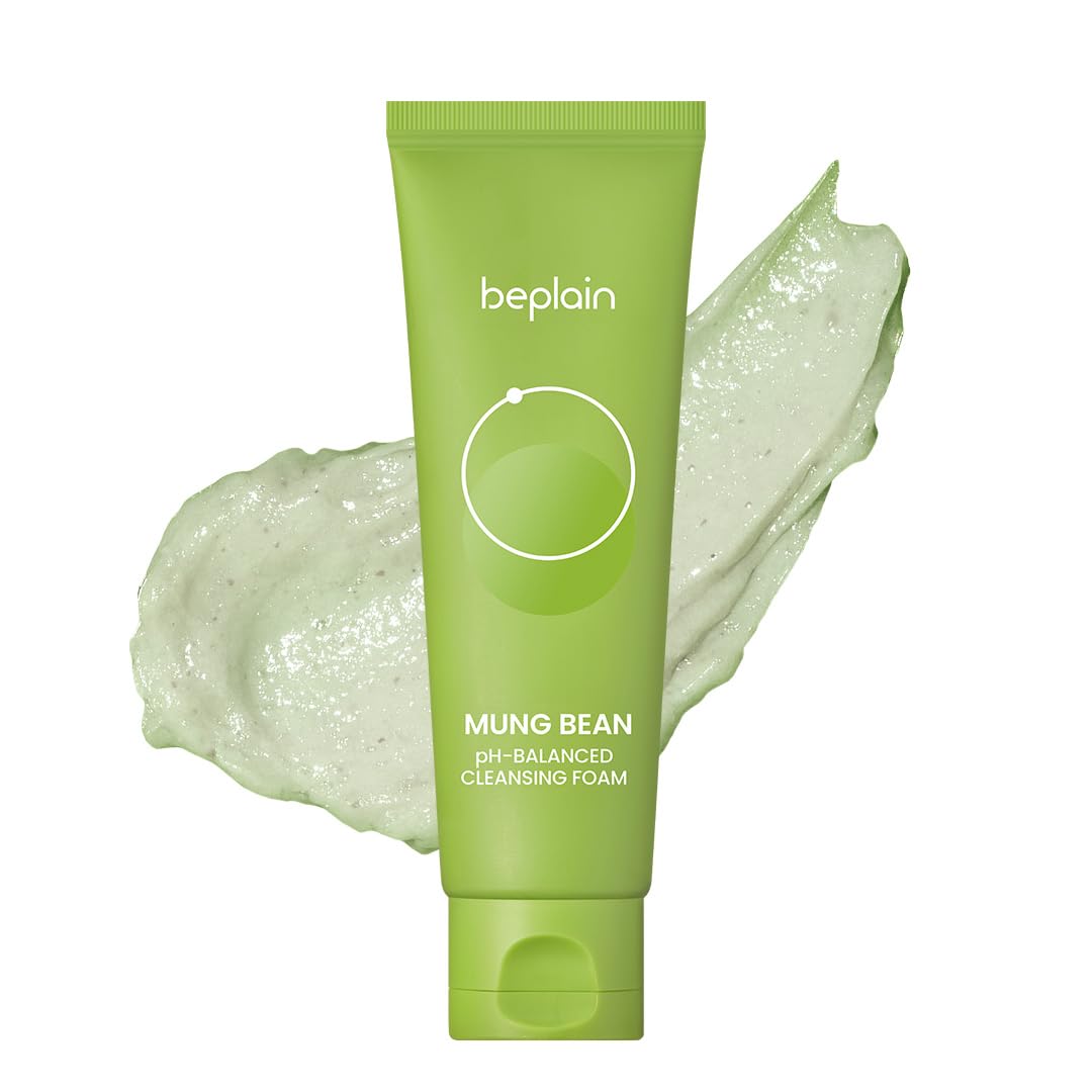beplain Mung Bean pH-Balanced Cleansing Foam | Daily Hydrating Vegan Cleanser for Sensitive Skin | Non-Stripping Deep Pore Cleanser | Korean Skincare | 5.4 fl.oz