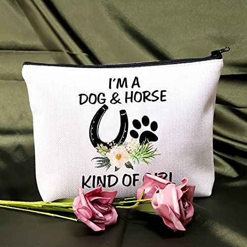BDPWSS Dog & Horse Lover Gifts: Makeup Bags for Women & Girls - Paw Print Horseshoe Gift for Dog Mom & Cowgirl Equestrian