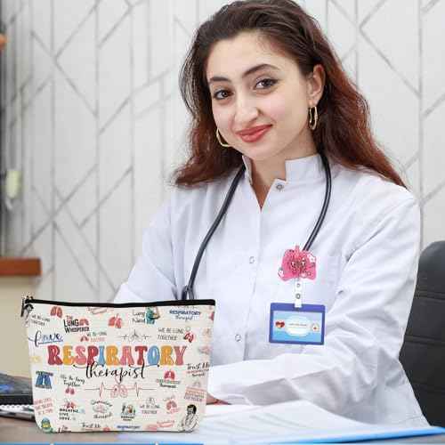 Respiratory Therapist Gifts for Women - Funny Respiratory Therapist Badge Reel, Makeup Bag, RT RRT Gifts for Pulmonary Care Doctor Nurse Graduation Christmas Retirement Present