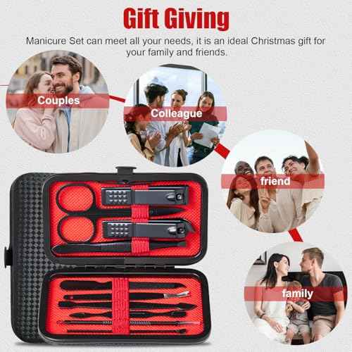 Manicure Set 10 in 1 Mens Gifts Nail Clipper Kit Travel Nail Set for Men and Women, Mens Nail Grooming Kit Birthday Thanksgiving Day Gifts for Him Her Boys Girls Husband Boyfriend