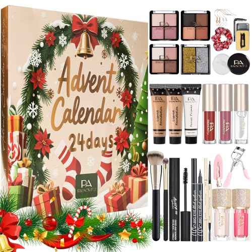 Makeup Advent Calendar 2025,24 Days Christmas Beauty Countdown Calendar Christmas for Women Teen Girl, 2025 Xmas Countdown Calendar Full Makeup Kits Mascara Lipstick Blush Eyeline Brush