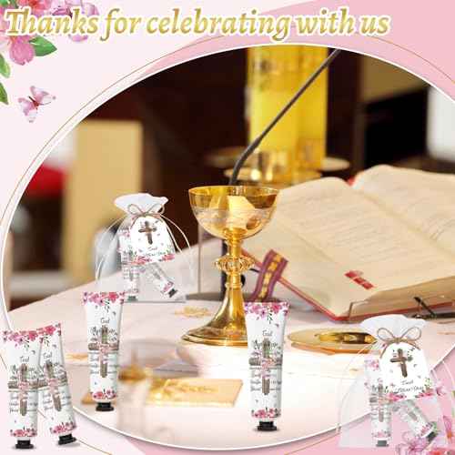 50 Pack Christian Hand Cream Set Gifts for Women Bible Verse Bulk Hand Lotion Travel Size,Women Favors Hand Cream party Appreciation Gifts Include Cards and Organza Bags for Teacher Mom Lover Friends