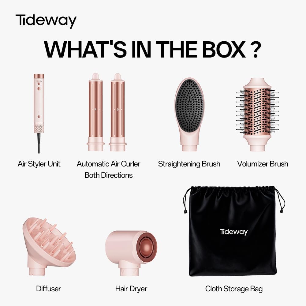Tideway Prowaver 6-in-1 Hair Dryer Brush | High-Speed Ionic Hot Air Styler for Fast Drying & Volumizing