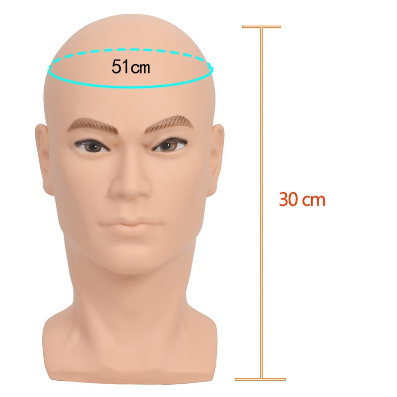 RUISIMEI Bald Mannequin Head Male Professional Cosmetology Manikin Head for Wig Making, Display wigs, eyeglasses, hairs, T pins,with Free Clamp