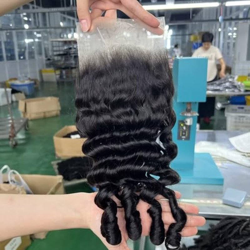 Lemoda 5x5 HD Lace Closure Burmese Loose Deep Wave Curly 20Inch HD Transparent Lace Frontal Closure 100% Virgin Human Hair Lace Frontal Closure Free Part Natural Black Spriral Curly Ends