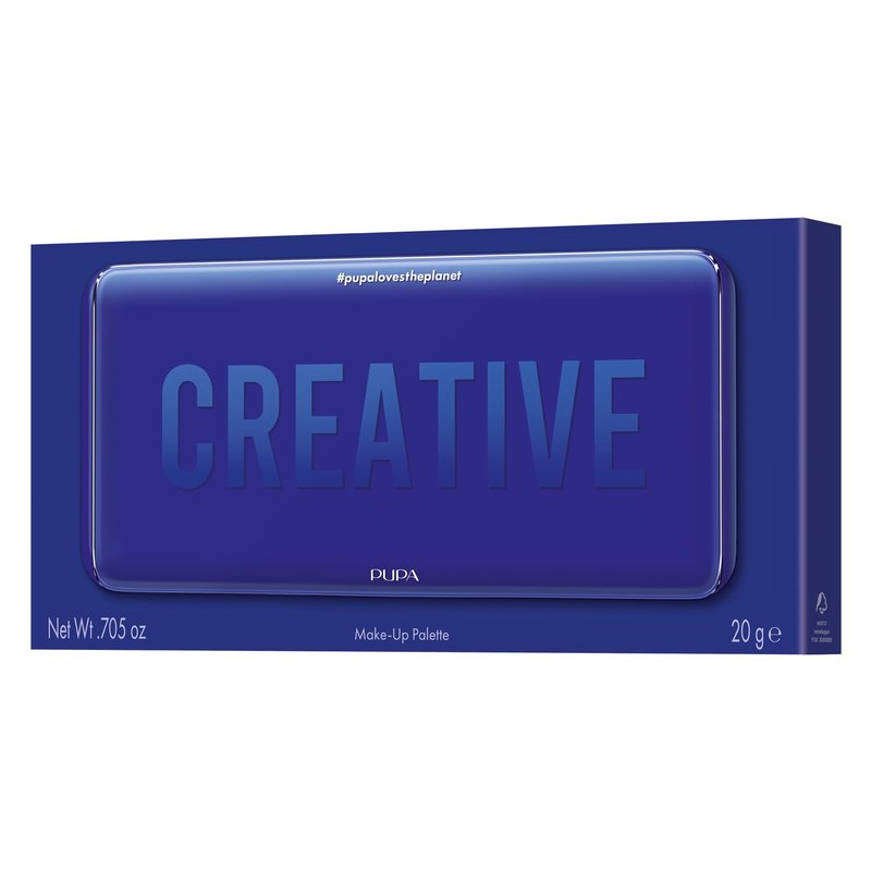 Pupa Milano Make-Up Palette L, 005 Blue, 0.71 oz - 18 Pan Eyeshadow and Blush Palette, Matte, Shimmer, Metallic Finishes - Blendable Velvety Texture Blush Powder - Talc-Free - Eco-Friendly Packaging