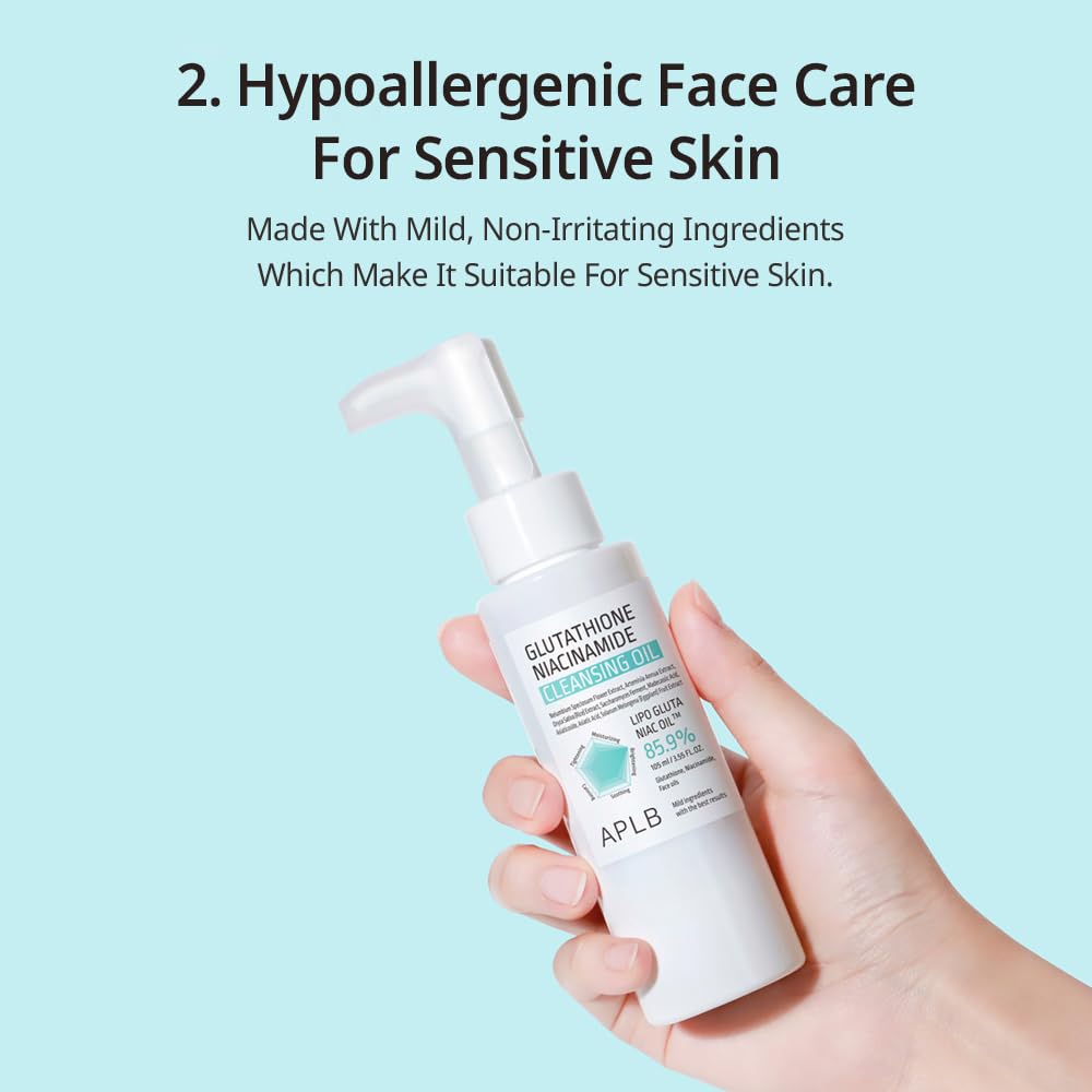 APLB Glutathione Niacinamide Cleansing Oil | LIPO GLUTA NIAC OIL™ 85.9% 3.55 FL.OZ/Korean Skincare, Makeup remover for sensitive skin, Moisturize, Blackhead care