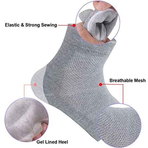 Vented Moisturizing Gel Heel Socks, 3 Pairs Toeless Spa Sock for Foot Care Treatment, Cracked Heels, Dry Feet, Foot Calluses (Gray, Green, Pink)