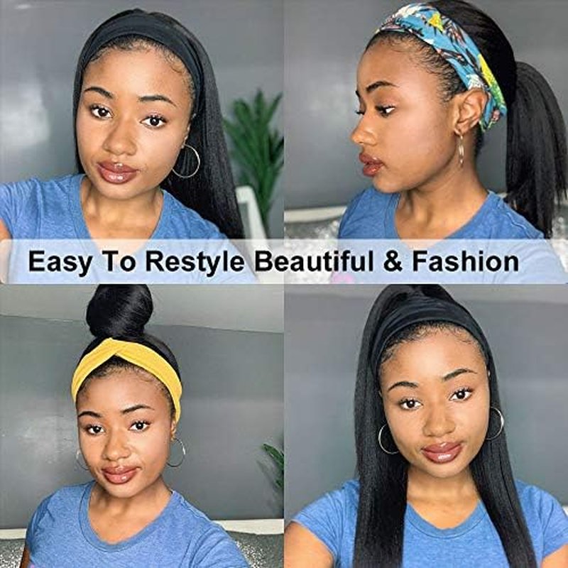 Headband Wig - Straight Human Hair for Black Women | 12-Inch Brazilian Virgin Hair, Glueless Design