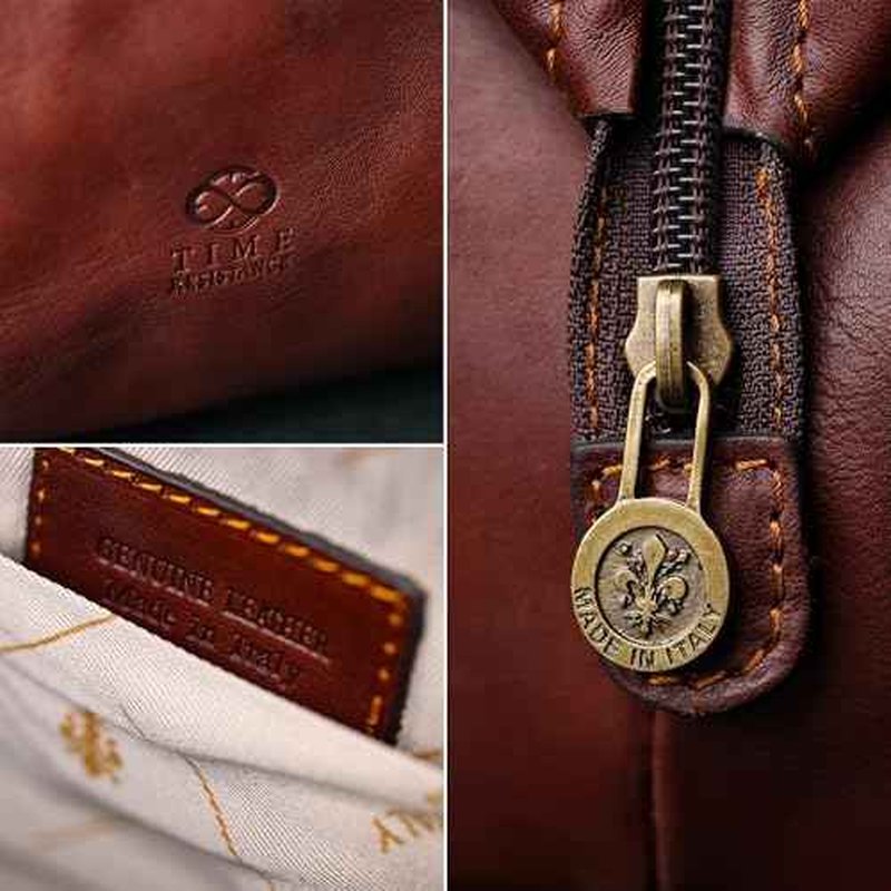 Time Resistance Leather Toiletry Bag Cosmetic Case Italian Classy Dopp Kit