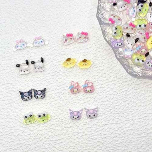 80Pcs Kawaii Nail Charms Set, 3D Cartoon Colorful Nails Accessories for DIY Nail Art, Y2k Resin Rhinestones Nail Decorations (80P)