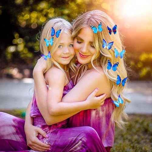 BARTOSI Butterfly Hair Clips Blue Butterflies Hair Barrettes Cute Styling Hair Accessories for Women and Girls (Pack of 10)