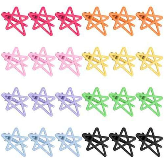 ELANE 24 Pcs Star Snap Hair Clips for Women Girl,Cute Hair Barrettes for Women Fine Thin Hair Accessories DIY (8-colors)