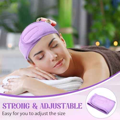 35 Pack Spa Facial Headband for Women Adjustable Face Wash Makeup Stretch Flannel Headband Bulk with Tape for Women Hair Wrap Towel Skincare Facial Mask Bath and Sport, Macaron Color