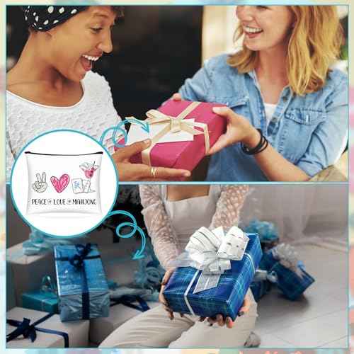 9 Pcs Mahjong Cosmetic Bag Gifts for Women Mahjong Makeup Bag Mah Jong Zippered Pouch for Lover Player Friend Mom Grandma Lucky Birthday Christmas New Year Gift