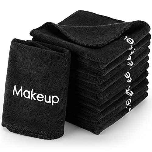 Macarrie 48 Pcs Makeup Towels Gifts Bulk for Women Christmas Teacher Employee 12 x 12 Inch Make up Cloth Microfiber Wash Cloth Reusable Remover Face Skin Cleaning Soft Absorbent Spa Facial(Black)