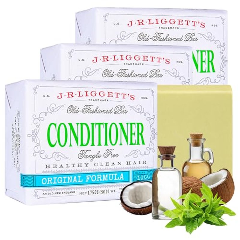 J¡¤R¡¤LIGGETT'S Conditioner Bar - Original Formula, All Natural Hair Conditioner with Coconut Oil & Cocoa Butter - Sulfate Free, Gmo Free, Plant-Based Ingredients for Soft & Smooth Hair, 1.75oz - 3 Pack