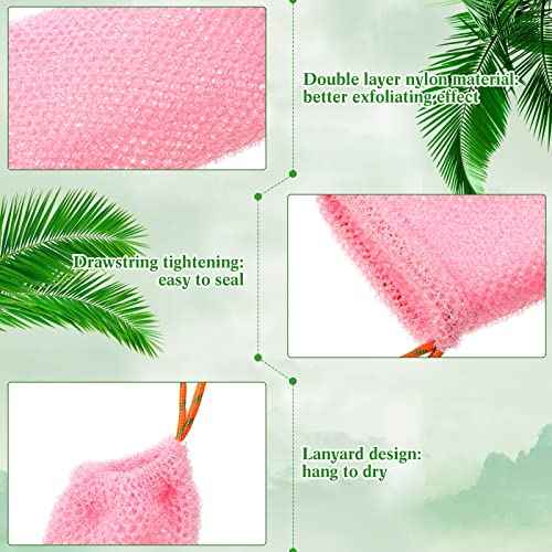 8 Pieces Bar Soap Pouch Mesh Soap Saver Pouch Holder Exfoliating Net Loofah Bags for Shower Mesh Bubble Foam Net Bath Pocket for Women Men Girls (Lake Green, Pink, Beige, Brown)