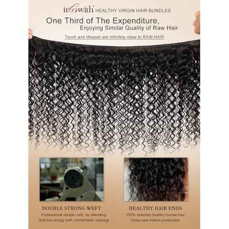 inlovwith Deep Wave Bundles Human Hair, Selected Healthy Curly Human Hair Bundles 100% Unprocessed Brazilian Virgin Hair Wet and Wavy (3 Bundles, 22 24 26 Inches)