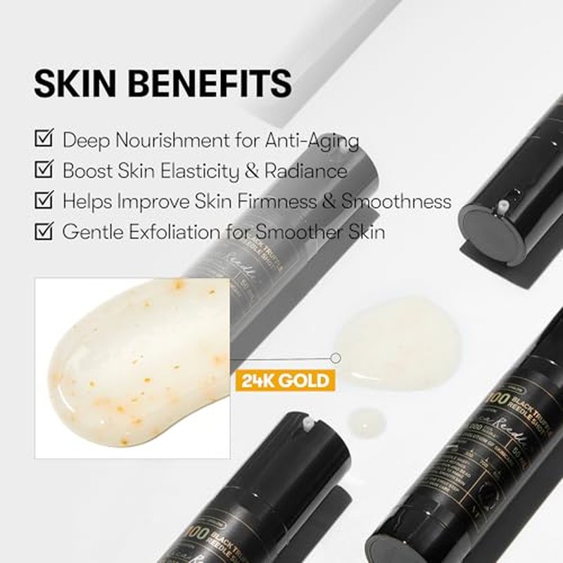 VT COSMETICS Black Truffle Reedle Shot 100, Spicule Microneedling Exosome Serum with 24K Gold for Skin Elasticity, Deep Nourishment, Exfoliation & Smooth Glass Skin, Korean Skin Booster, 1.69 fl oz
