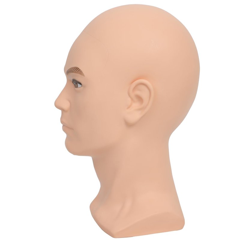 RUISIMEI Bald Mannequin Head Male Professional Cosmetology Manikin Head for Wig Making, Display wigs, eyeglasses, hairs, T pins,with Free Clamp