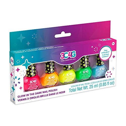 3C4G Glow in The Dark Nail Polish Set for Girls & Teens - 5 Vibrant, Non-Toxic, Fun & Safe Nail Polish Kit for Kids Ages 8+ - Perfect for Sleepovers, Parties, & Gifts by Make It Real