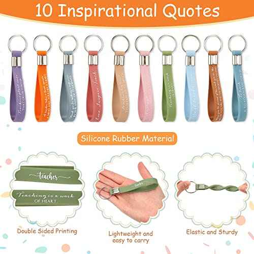 Fumete 40 Pcs Teacher Gift Inspirational Rainbow Makeup Bag Rainbow Silicone Keychains Bulk Zipper Canvas Teacher Pencil Pouch for Employee Appreciation Thank You Gifts Thanksgiving Christmas