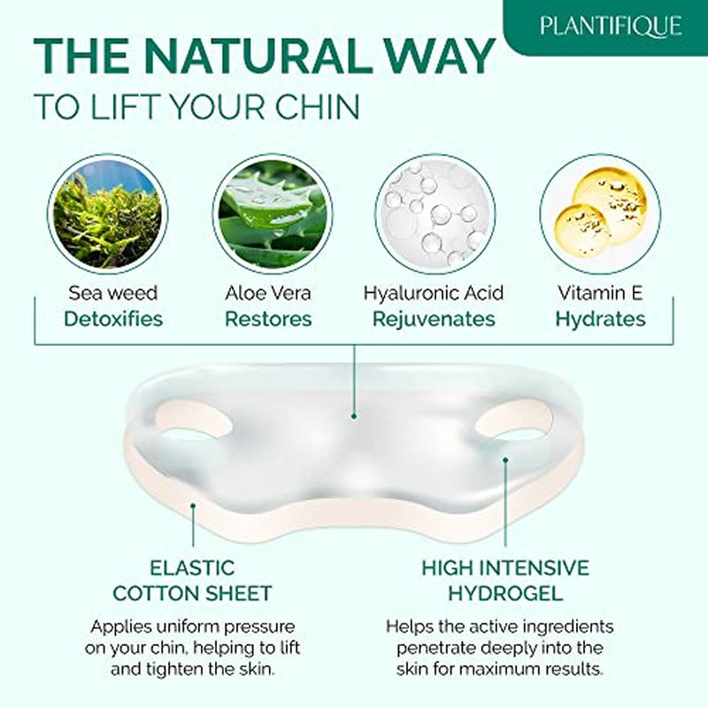 PLANTIFIQUE V-Line Collagen Mask for face 20 PCS | Chin Strap for Women & Men | V Line Lifting Mask with Collagen and Hyaluronic Acid V Shape Face Tape Chin | Skin Firming