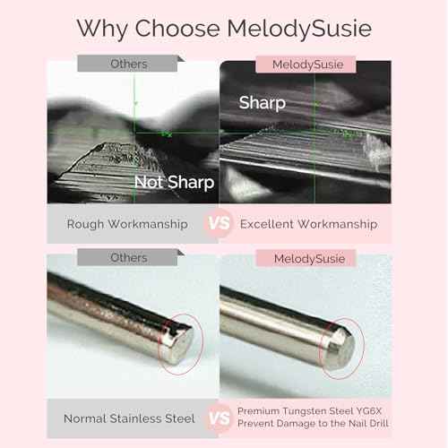 MelodySusie Cuticle Clean Nail Drill Bit 3/32'', Professional Safety Carbide Under Nail Cleaner Nail Bit for Cuticle Dead Skin Nail Prepare, Two Way Rotate, Manicure Nail Salon Supply(Silver, Fine)