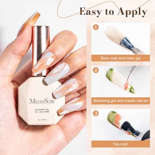 MelodySusie Clear Blooming Gel for Nail Design, Marble Watercolor UV Gel Nail Polish, Spreading Effect Sheer Painting Gel Nail Art Supplies, Nail Salon Manicure at Home for Women, 0.53 Fl Oz