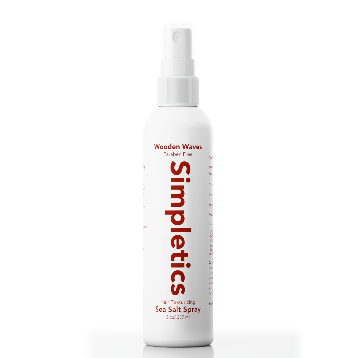Simpletics Himalayan Sea Salt Hair Spray (Sandalwood Scent) – Natural 5-Ingredient Formula for Beach Waves & Volume – Light Hold, Non-Greasy, Paraben & Sulfate Free – Unisex 8 fl oz