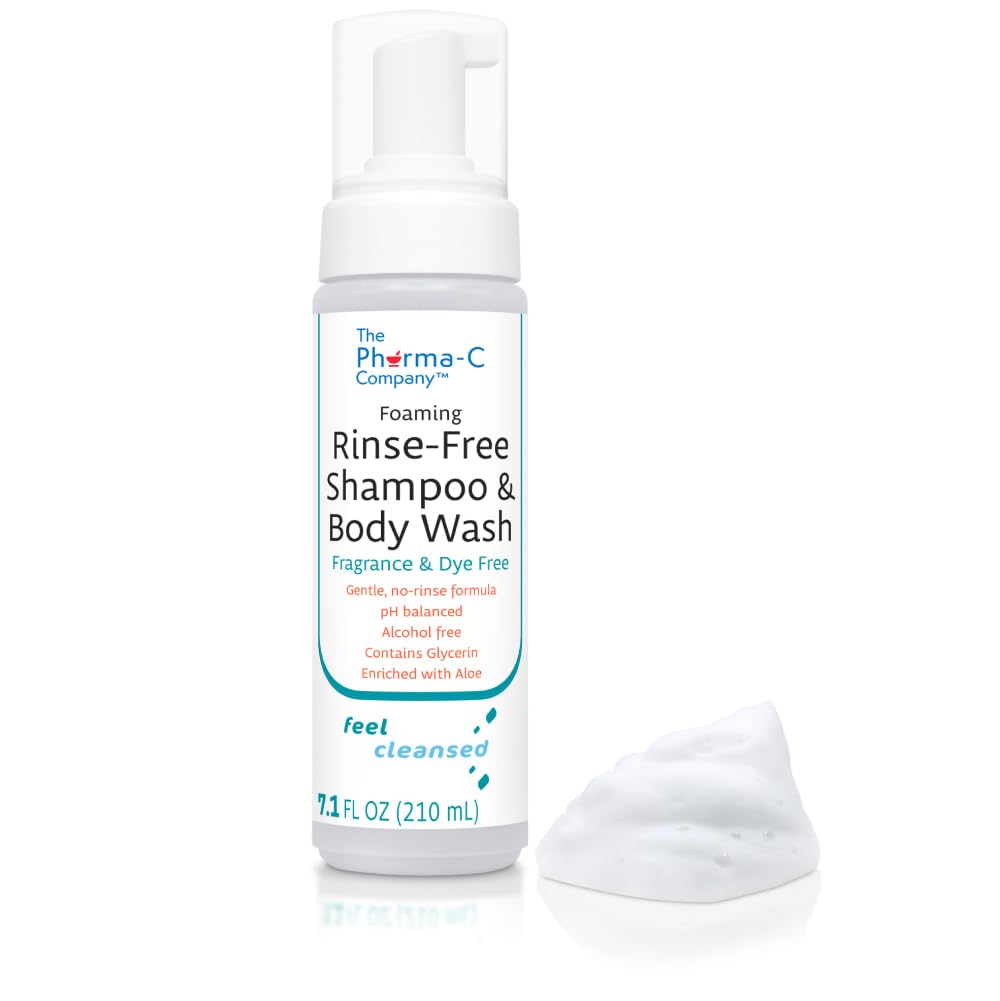 The Pharma-C Company - Foaming Rinse Free Shampoo & Body Wash [6 pack] - Fragrance & Dye Free - Hospital Tested Gentle No-Rinse Formula Leaves Hair & Body Fresh & Clean