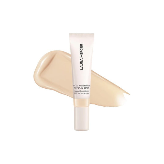 Laura Mercier Tinted Moisturizer Natural Dewy with SPF 30, 24HR+ Hydration & Longwear, Sheer to Light, Buildable Coverage, Dewy Finish, Improve Skin Tone and Texture, Skin Tint, 0N Silk Mini Size