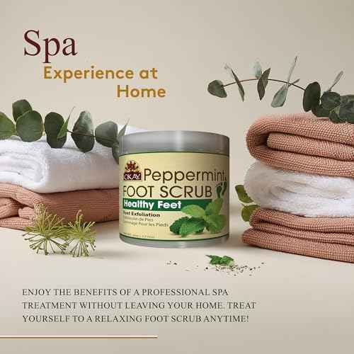 OKAY Peppermint Foot Scrub - Exfoliating Foot Scrub, Foot Exfoliator, Great for Cracked Heels, Pedicures, Dead Skin Remover, Exfoliant for Calluses, Moisturizer for Dry Skin - 6 Oz (Pack of 1)