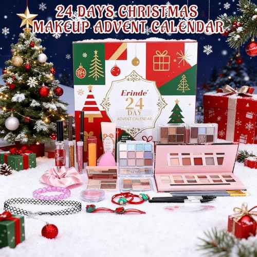 Erinde Makeup Advent Calendar 2025, 24 Days Christmas Gift Makeup Set for Teen Girls & Women, 2025 Xmas Holiday Countdown Calendar Beauty & Cosmetics Holiday Surprise Make Up Gift Kits for Women