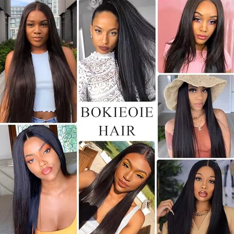 Straight Human Hair Bundles #1B Natural Black (18 20 22 Inch) Unprocessed Virgin Human Hair Extensions Weave 3 Bundles 300g Total Double Weft for Black Women