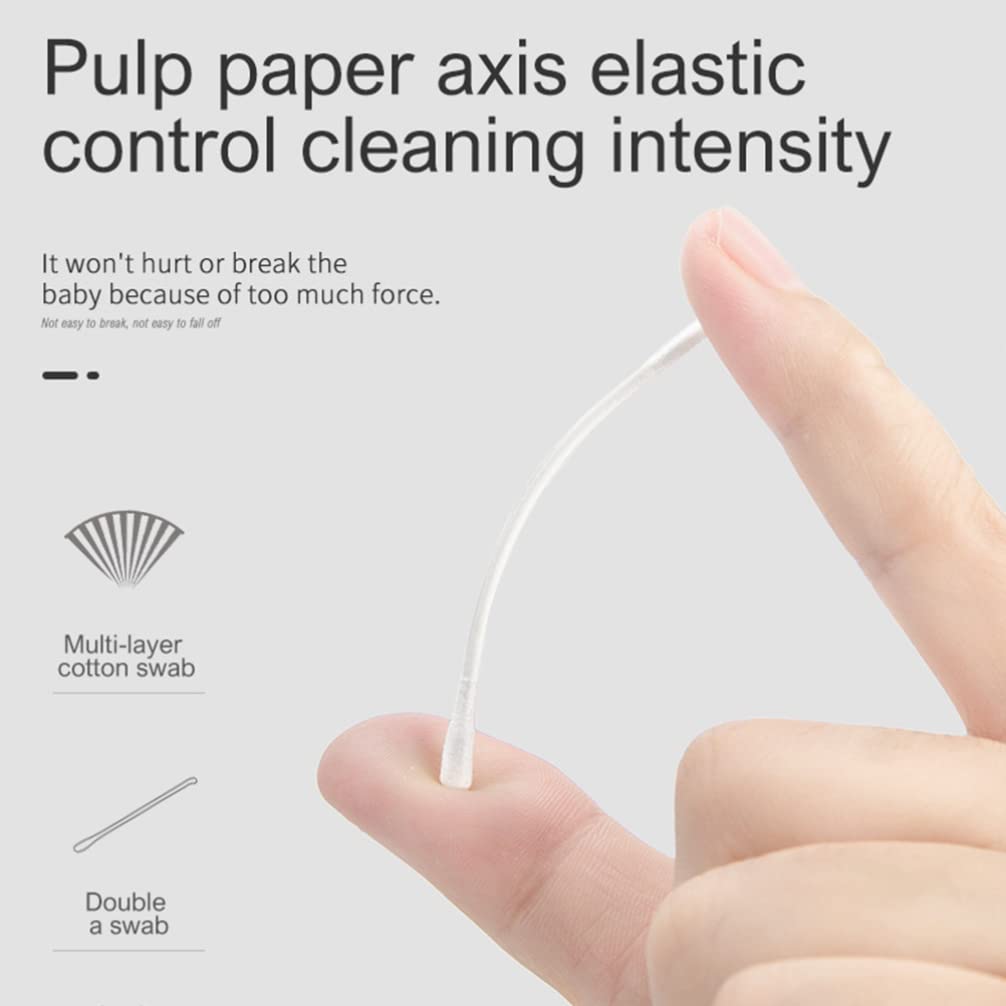 Kisangel 200Pcs Baby Cotton Swabs Paper Double-End Cotton Buds Cotton Ear Cleaners Safety Swabs Cleaning Sticks for Ear Nose Clean (Pack of 2)