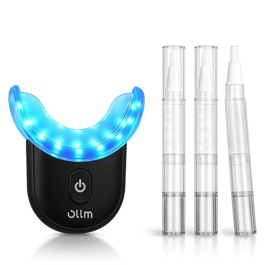 Teeth Whitening Kit for Sensitive Tooth: 35% Carbamide Peroxide White Gel Pens LED Light Whitener with Dental Mouth Trays Professional Bright Brace Oral Care Product System for Home Work(Black)