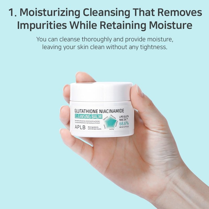 APLB Glutathione Niacinamide Cleansing Balm | LIPO GLUTA NIAC OIL™ 68.6% 2.71 FL.OZ/Korean Skincare, Makeup remover for sensitive skin, Moisturize, Pore care