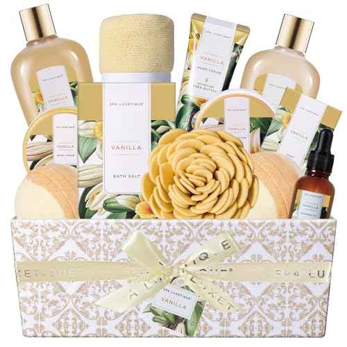 Spa Gift Baskets for Women, Spa Luxetique Spa Gifts for Women, Birthday Gifts Spa Kit, 12pc Vanilla Bath Set, Womens Self Care Gifts,Christmas Gifts