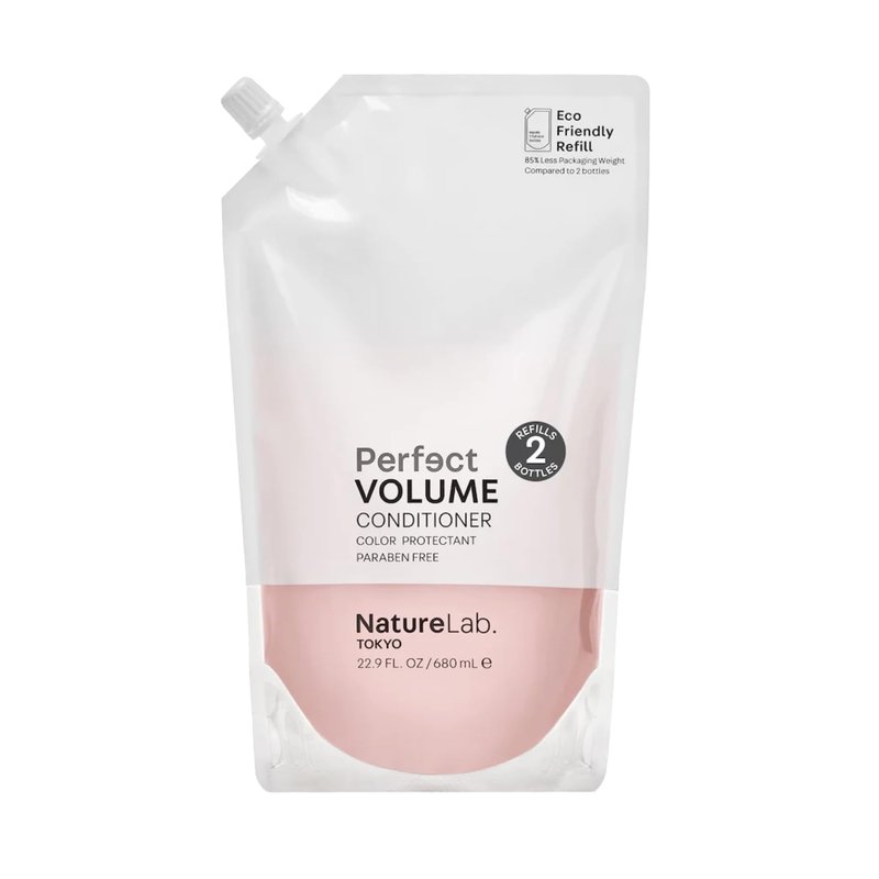 NatureLab.TOKYO Perfect Volume Conditioner - Conditioner for Flat, Limp Hair - Restores Thickness, Builds Volume, and Reduces Breakage for Full Strands - Japanese Hair Care - Refill Pouch, 22.9oz