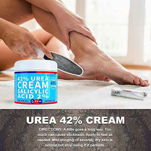 Urea Cream 42% - Premium Urea Foot Cream - With 2% Salicylic Acid, Tea Tree Oil, Shea Butter, Aloe Vera - For Feet, Hands, Heels, Elbows, Knees and More - 4 oz
