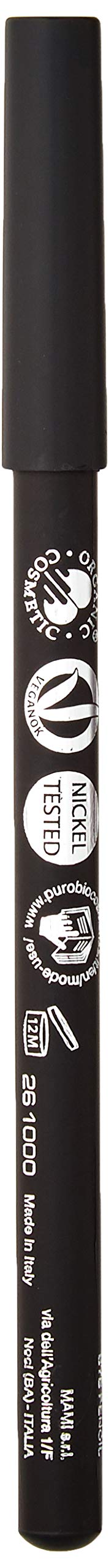 PuroBIO Certified ORGANIC High-pigmented and Long-Lasting Extra Black Eyeliner. Made with Coconut, Jojoba, Avocado, Baobab Oil, Vitamin E. ORGANIC.VEGAN. CRUELTY-FREE.NICKEL TESTED, MADE IN ITALY