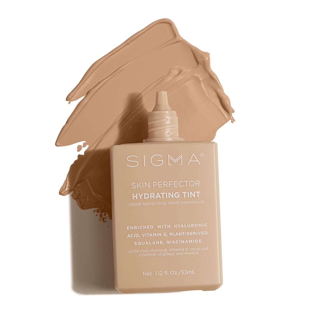 Sigma Beauty Skin Perfector Hydrating Tint (3 - Medium Golden Tint) — Skin Tint Foundation for Lightweight, Buildable Coverage, With Hyaluronic Acid, Niacinamide Serum, and More