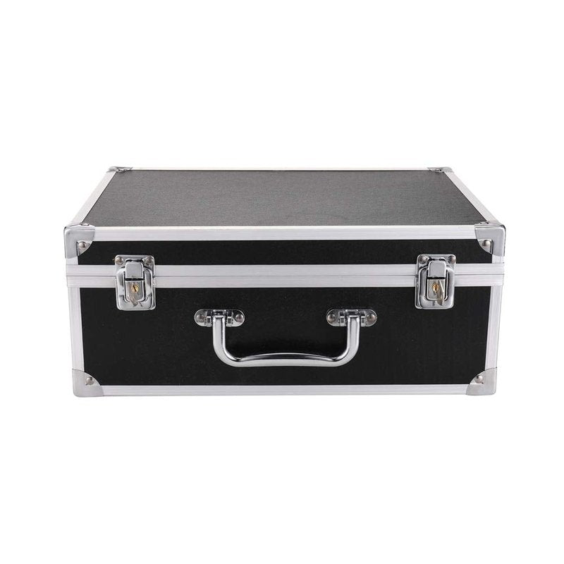 Kit Box Case,Machine Case 12.6" x 9.5" x 5.1" W/Lock Makeup Carrying Bag Storage Case Organize with Clasp,Aluminum Alloy with Sponge for Equipment Cosmetic Makeup Tools (black)
